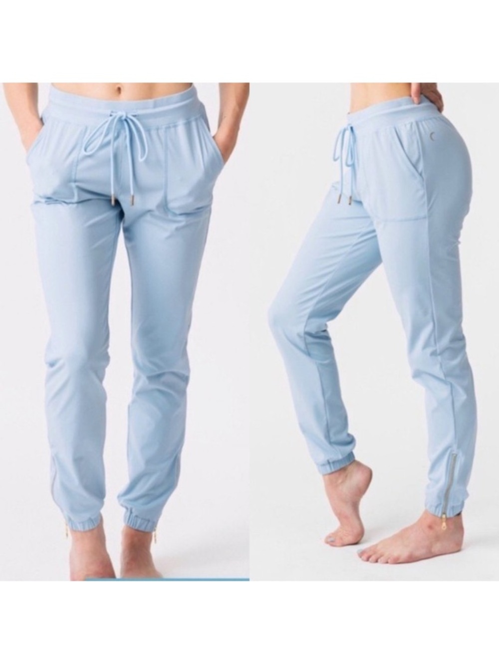 ZYIA ACTIVE Sky Baby Blue Peak Zipper Jogger Pant Hi Rise Large